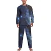 Mannen Nachtkleding Star Cloud Print Pyjama Winter 2 Stuks Ruimte Nebula Zachte Pyjama Sets Man Lange Mouw Vrije tijd Custom