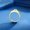Cluster Rings Inbeaut 14K Yellow Gold Plated 1 Ct Excellent Cut Pass Diamond Test D Color Moissanite Wedding Ring Men Women Gift Fine