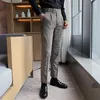 Men's Suits 2024 Brand Clothing British Style Dress Suit Pant Man Plaid Men Designer Gentlemen Business Casual Work Trousers