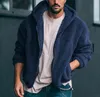 2023 Autumn winter new jacket double sided Arctic velvet hooded solid color casual zipper coat for men