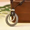 Pendant Necklaces Vintage Men Women Double Circle Adjustable Leather Cord Necklace Jewelry Christmas Gift Initial 230831