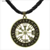 Collares colgantes Moda Viking Joyería Brújula Colgante de cuero Mitología nórdica Lunavin Odin Hombres Collar T230907