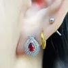 Stud Earrings S925 Sterling Silver Origin Amethyst Earring For Women Aros Mujer Oreja Orecchini Red Ruby Gemstone Jewelry Female