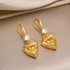 Boucles d'oreilles pendantes en forme de cœur en zircone cubique rose pour femmes et filles, bijoux en cuivre couleur or, cadeaux, c'est-à-dire maman, sœur, amie