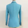 Kvinnors kostymer 1st Sky Blue Slim Sacka Jacka Fashion European Style Coat Office Lady Professional Costume Girl Birthday Present