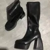 Buty dla kobiet buty do kolan na platformie gotycki wysokie obcasy punkowe w stylu punkowy nowy rock jesienne zimowe grube pompki plus rozmiar dla dziewcząt buty