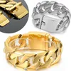 32 mm Hip Hop Bling kubanische Gliederkette Herren-Armbänder, bunt, schwerer Edelstahl-Armreif, Schmuck