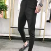 Pantalones para hombres Estilo británico Otoño Color sólido Pantalones casuales de negocios Traje de oficina formal simple y versátil A173