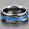 Wedding Rings Nuncad 8mm Blue Opal Tungsten Carbide Inlaid Natural Shells Anniversary Party Jewelry Gift Silver Color Drop 230831