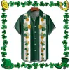 Męskie koszule irlandzka koszula Shamrock wakacje St Patricks Day Bluzki krótkoczepowe stylowe ponadwymiarowe 2546