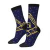 Men's Socks Happy Freemasonry Symbol Square And Compasses Retro Freemason Street Style Novelty Crew Sock Gift Pattern Printed