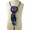 Pendant Necklaces Handmade Bohemian Dream Catcher Charm Necklace Feather Stone Boho Statement Tassel Choker For Women 2023