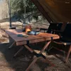 Lägermöbler bärbart vikbart träbord för utomhus picknick grillturer bordsartiklar camping fällbara äggrulle
