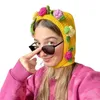 Beanie Crânio Caps Floral Beanie Cap Crochet Flor Balaclava Chapéu Com Capuz Knit Earflap para Menina Cachecol Mulheres 230831