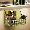 Boîtes de rangement Boîte de salle de bain Cosmétique pour animaux de compagnie Gua Bi Diamond Pattern Maquillage de bureau Rouge à lèvres transparent