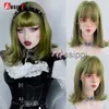 cosplay wigs aosiwig الاصطناعية قصيرة بوب مستقيمة فتاة wig green cosplay لوليتا زي الشعر الطبيعي anime مع الانفجارات للنساء الأنثى x0901