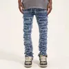 Herr jeans 2023 retro hål rippade nödställda män staplade tvätt harajuku stil hiphop löst denimtrousers casual jean pants streetwear