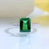 Cluster Rings Spring Qiaoer Luxury 925 Sterling Silver 6 8mm 1CT Emerald High Carbon Diamond Gemstone Finger Ring Party Fine Jewelry