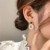 Studörhängen koreansk mode liten simulerad pärla söt ihålig cirkel för kvinnor flickor smycken arets de mujer gåva
