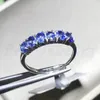 Cluster Rings Natural Real Blue Sapphire Ring 0,35CT 6pcs Gemstone 925 Серебряное серебро серебряное украшение x9011820