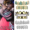 Grillz 18k Real Gold Vampire Dentans Fang Punk Hip Hop CZ Cumbic Zircon Poker Lettre