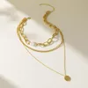 Hänghalsband kreativa retro guldpläterad kedja kärlek multi-lagers halsband nisch ädla personlighet lady smycken gåva