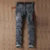 Nouveaux Jeans pour hommes de haute qualité mode indiens broder rétro déchiré mince rue jean droit grande taille AF1701245B