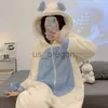 home clothing Winter Adult Kigurumis Women Pijama Onesie Jumpsuits Cartoon Sleepwear Pyjama Thicken Hoodie Korean Girls Leisure Wear Pajamas x0902