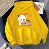 Erkek Hoodies Sevimli Panda Ayı Karikatür Baskı Erkekler/Kadınlar Pamuk Hoodie Sıradan Büyük Boyut Edinme Sweatshirt Moda Trend Unisex Giyim