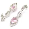 Orecchini a bottone Vero argento sterling massiccio 925 38x10mm Stupenda rosa Kunzite Iolite bianca CZ