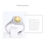 Cluster Rings HOYON Women's Jewelry Micro Set Zircon Simulation Diamond Style Ring For Women Girls Square Citrine Gemstone Wedding