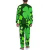 Vêtements de nuit pour hommes Pyjamas de la Saint-Patrick deux pièces Lucky Shamrocks Patricks célèbrent des ensembles de pyjama mignons à manches longues pour chambre à coucher vêtements de nuit personnalisés