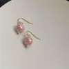 Dangle Earrings Contracted Sweet Senior Pink Ceramic Flowers Drop 2023 Summer Fine Women Jewelry Elegant Girl's