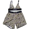 Designer Bikini Leopard Bra Shorts Set Sexy V Neck Underwear Womens Swim Trunk Fashion Crop Tops Four Colors262n