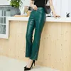 Pantalon femme automne taille haute en cuir véritable hiver femme en peau de mouton petit pantalon droit mode mince pantalon décontracté dame