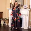 Etnische kleding Kaftan Dubai Abaya's voor vrouwen Luxe diamanten kwastje Rose Print moslim maxi-jurk Marokko Turkije Ramadan-jurk Jurken Saoedi-Arabië