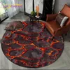 3D-Vulkan-Lava-Magma-Teppich, runder Teppich für Wohnzimmer, Schlafzimmer, Fußpolster, Haustiermatte, Dekoration, Kinderspiel, rutschfeste Bodenmatte 230901