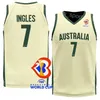 Imprimir 2023 Copa do Mundo de Basquete Austrália Jersey 5 Patty Mills 3 JOSH GIDDEY 15 NICK KAY 12 Xavier Cooks 7 Joe Ingles 11 DANTE EXUM Seleção Nacional FIBA Camisa Verde Amarelo