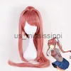 Cosplay Wigs High Quality Doki Literature Club Monika Wigs DDLC 95cm Long Heat Resistant Synthetic Hair Perucas Cosplay Wig Cap x0901