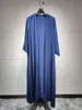 Roupas étnicas Marrocos Vestido de Festa Mulheres Abaya Cetim Sedoso Caftan Dubai Vestidos Muçulmanos Eid Kaftan Mulher Noite Longo Robe Vestidos Abayas