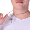 Naszyjniki wisiorek Punk stal nierdzewna St Benedict Medal Święty Jezus INRI Cross Wall Crucifix Wisiorka dla mężczyzn Katolicka biżuteria CSSML 230831