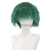 Cosplay perucas ailiade sintético curto encaracolado perucas para homens meninos escuro cabelo verde máquina feita resistente ao calor festa diária anime cosplay peruca x0901