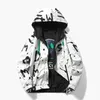 Men's Jackets Jacket Zipper Windbreaker Spring Autumn DoubleSided Wear Smiley Face Prints Hooded Jacquard Black Coat 230831