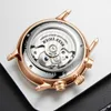 Armbanduhren Reef Tiger/RT Luxus-Kleideruhr für Herren, multifunktional, Roségold, braunes Lederarmband, Automatik, Datum und Tag, RGA1699