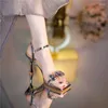 Scarpe eleganti Versione coreana di sandali con tacco alto Estate da donna Punta aperta Tacco sottile Stile fata Punta quadrata con fibbia