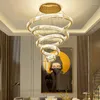 Lustres lustre moderne pour salon grand hall El haut escalier LED cristal rond anneau lampe décor à la maison lumières