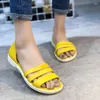 Sandálias femininas verão plana 2023 slides de dedos abertos chinelos cor doce casual praia outdoot feminino senhoras sapatos geléia sandales