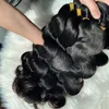 Capelli indiani malesi peruviani brasiliani Estensioni dei capelli ondulati naturali dell'onda del corpo nero 3 pacchi 100% Tessuti di capelli umani vergini vergini di Remy