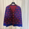 2023 Blue/Black Letter Print Women's Cardigan Brand Same Style Women's Sweaters DH042