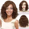 Cosplay Perruques GNIMEGIL Synthétique Moyen Brun Bouclés Perruque Côté Séparation Cheveux Naturel Fluffy Perruque pour Femmes Noires Dames Fête Halloween Cosplay x0901